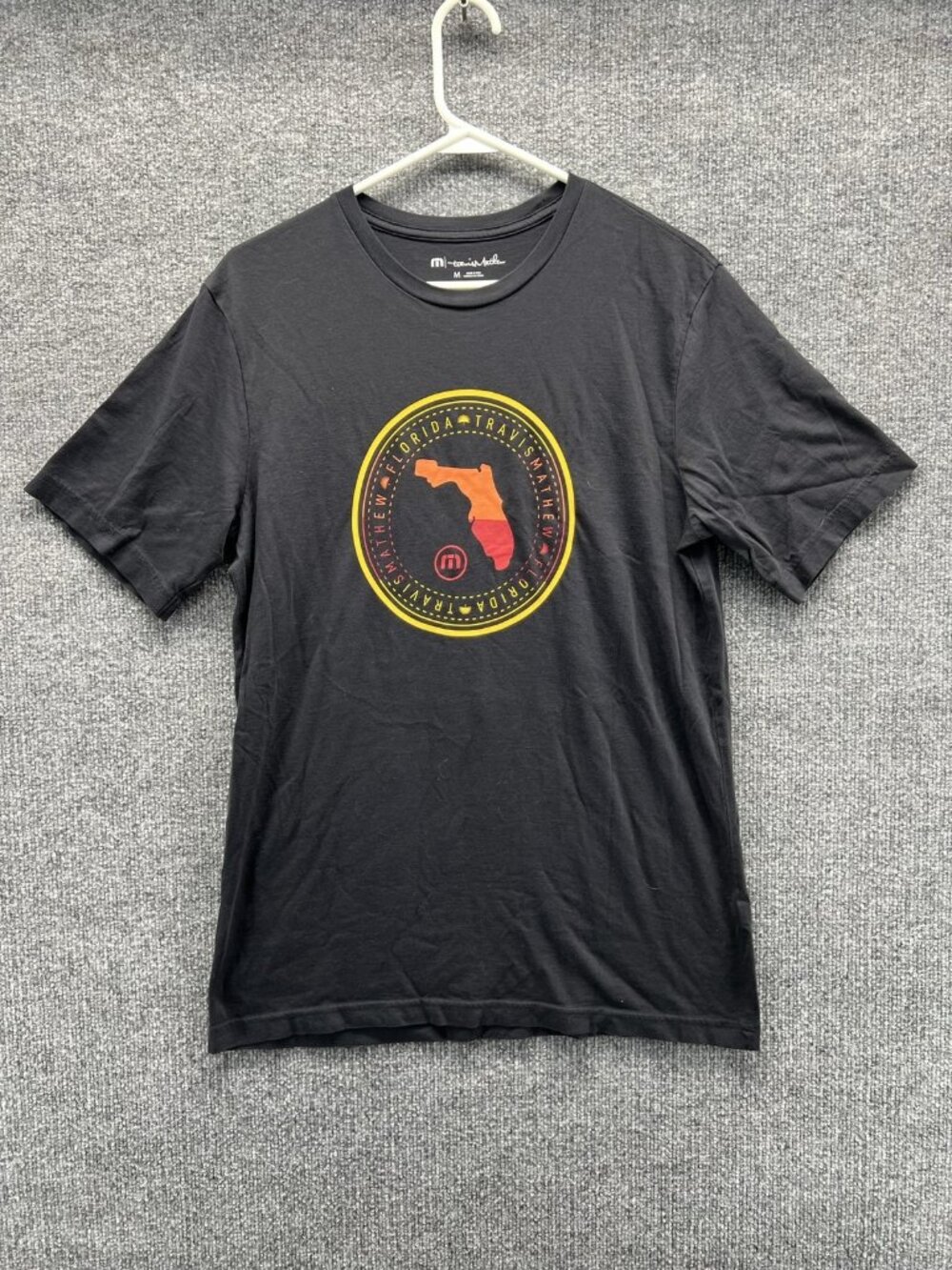 Travis Mathew Shirt Mens Medium Black Florida Logo Graphic Tee Crewneck Tagless